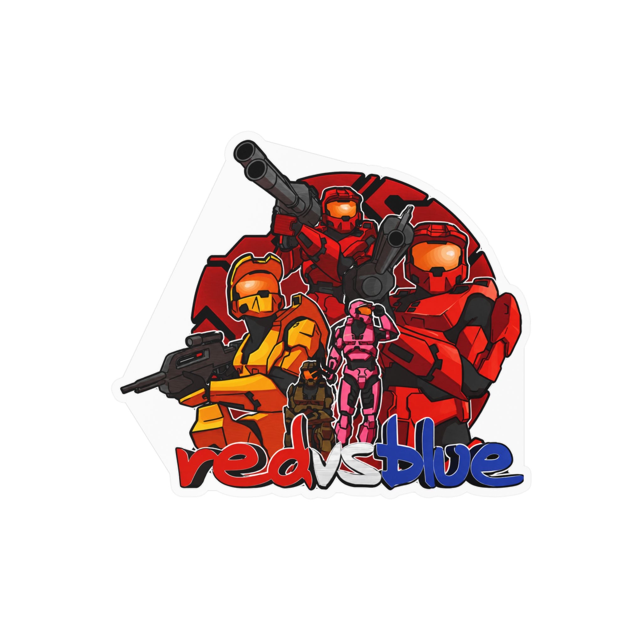 Red vs Blue Red Team Character Vinyl Sticker